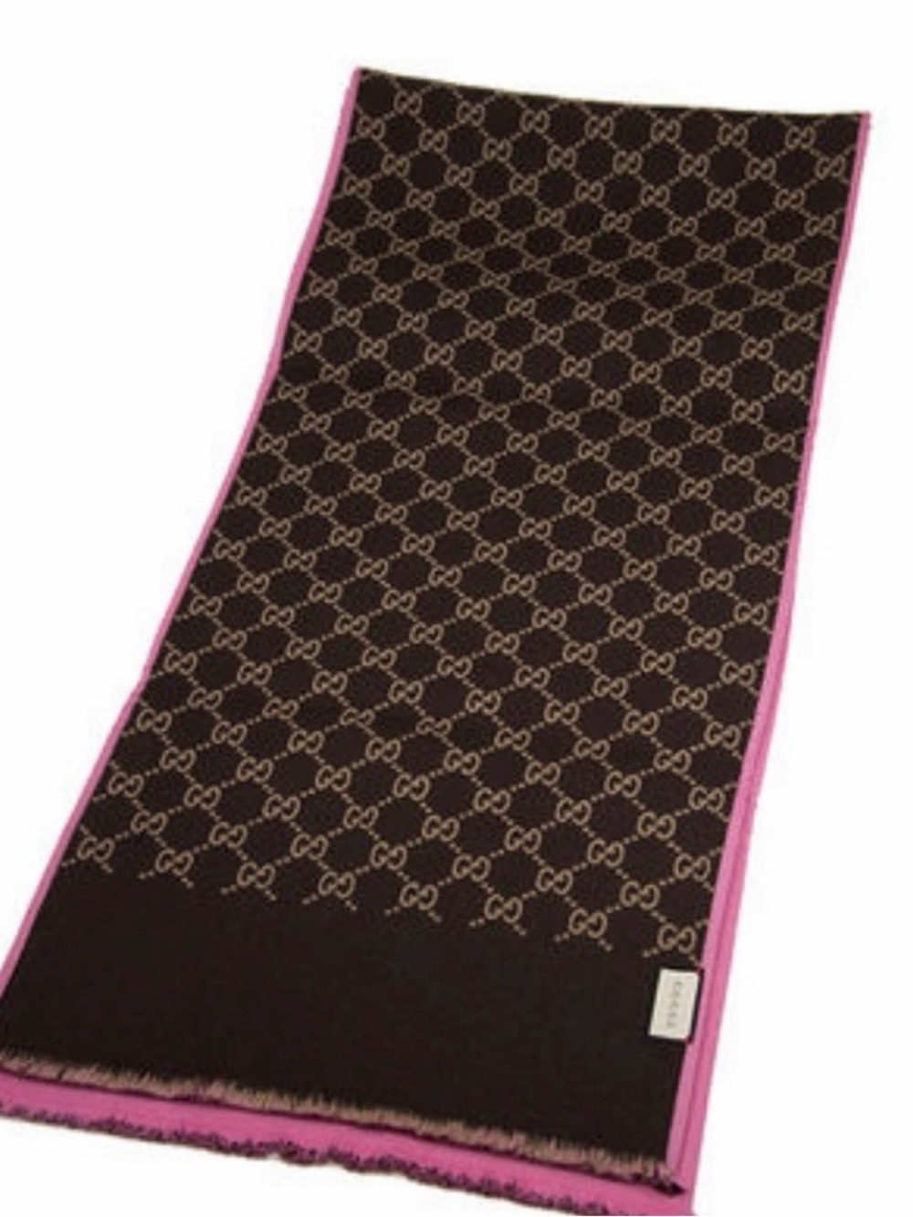 Gucci Pink and Black Reversible GG Signature Scarf - Picture 5 of 5